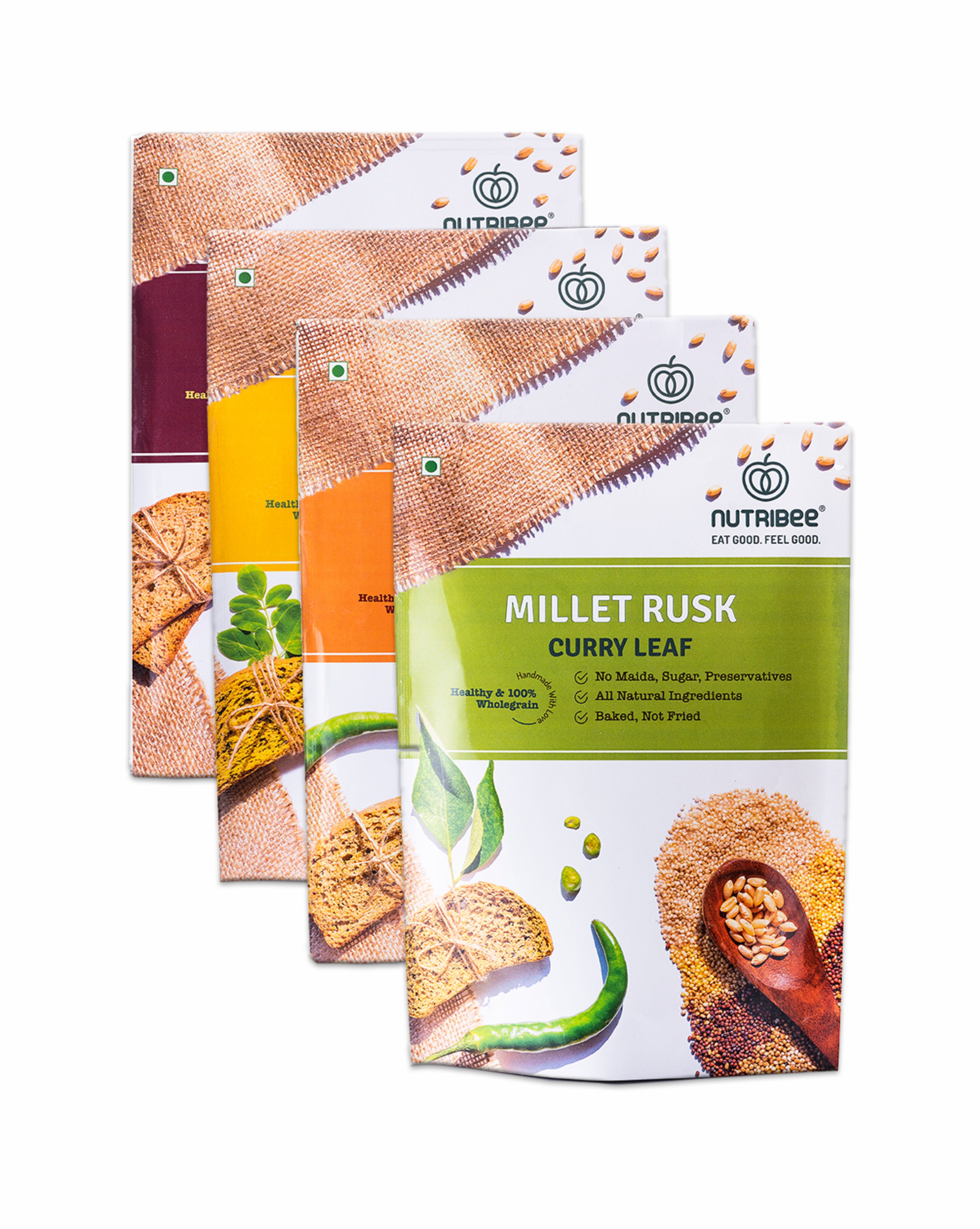 Multigrain Millet Rusk - 4 Pack Assorted | Refined Sugar-Free | Healthy Diet Toast | No Maida and Sugar | No Preservatives