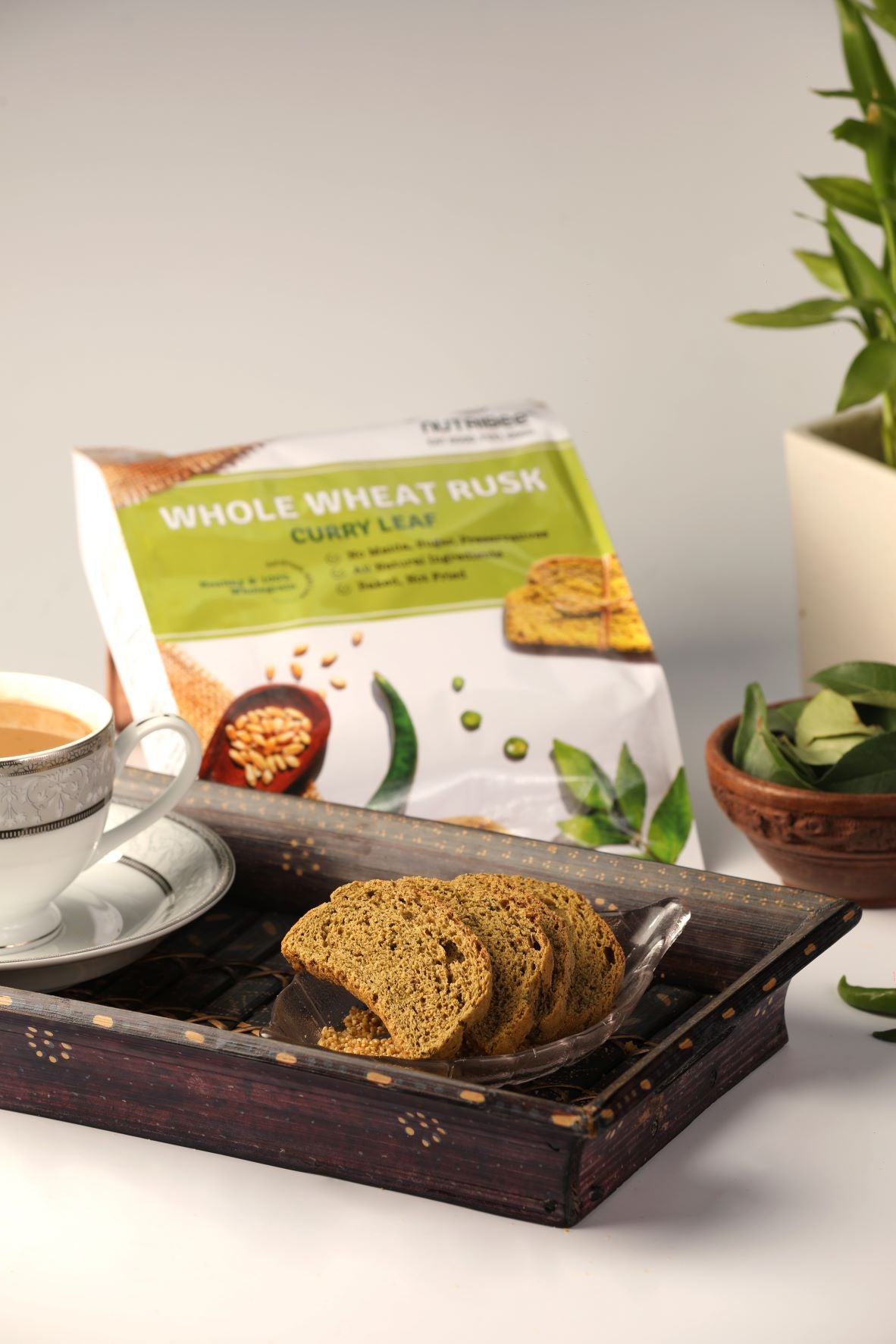 100% Whole Wheat Atta Rusk - Curry Leaf | Refined Sugar-Free | Healthy Diet Toast | No Maida and Sugar | No Preservatives