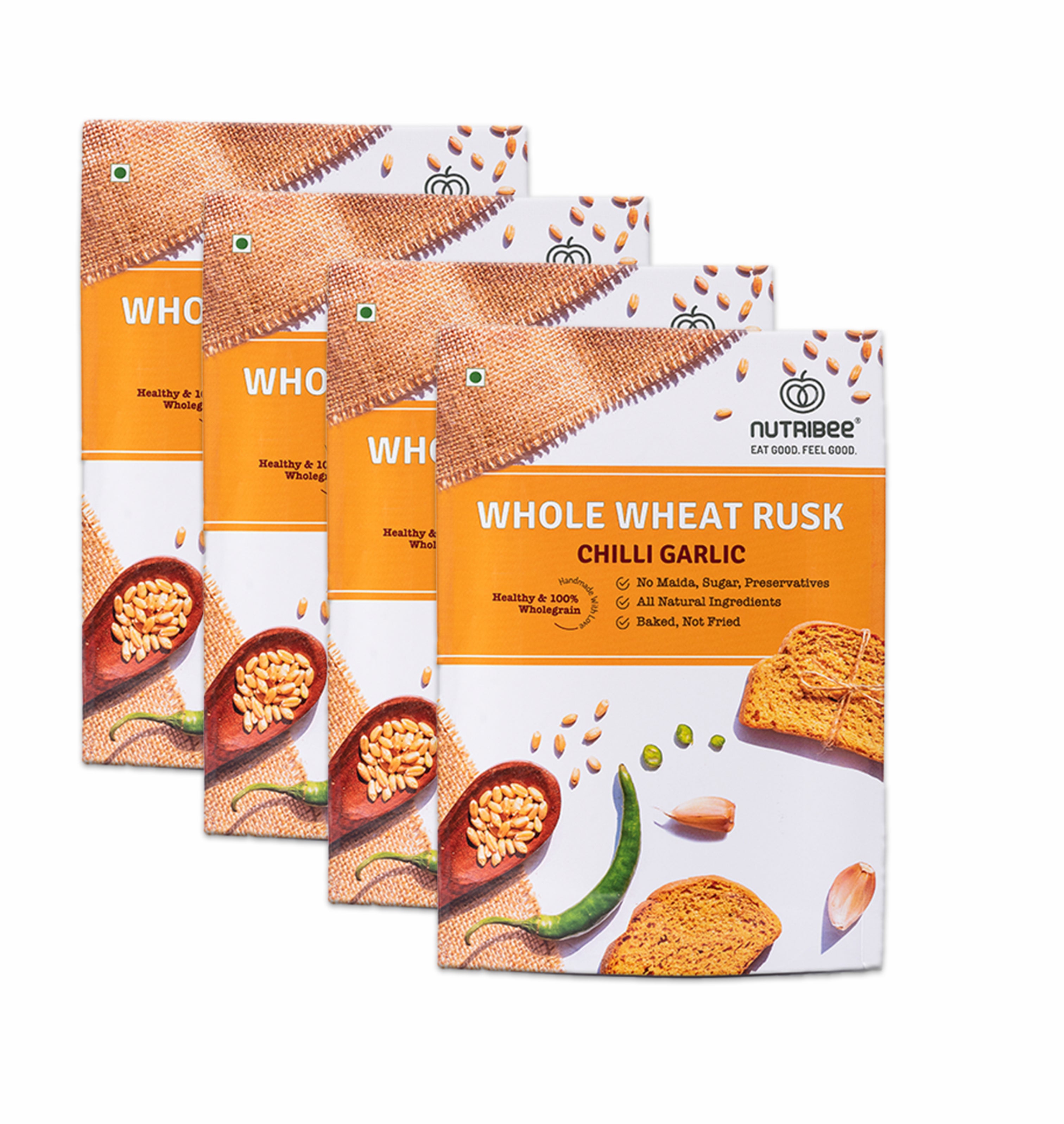 100% Whole Wheat Atta Rusk - Chilli Garlic | Refined Sugar-Free | Healthy Diet Toast | No Maida and Sugar | No Preservatives