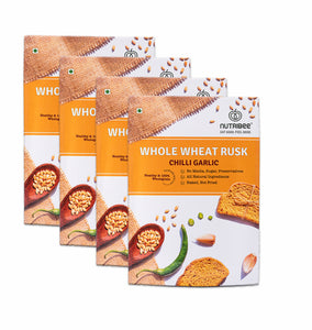 100% Whole Wheat Atta Rusk - Chilli Garlic | Refined Sugar-Free | Healthy Diet Toast | No Maida and Sugar | No Preservatives