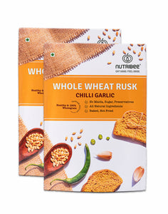 100% Whole Wheat Atta Rusk - Chilli Garlic | Refined Sugar-Free | Healthy Diet Toast | No Maida and Sugar | No Preservatives