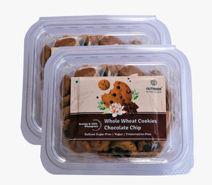 100% Whole Wheat Chocolate Chip Cookies | Refined Sugar-Free | Eggless | No Maida | No Preservatives | Fibre Rich | 180g x 2 Pack